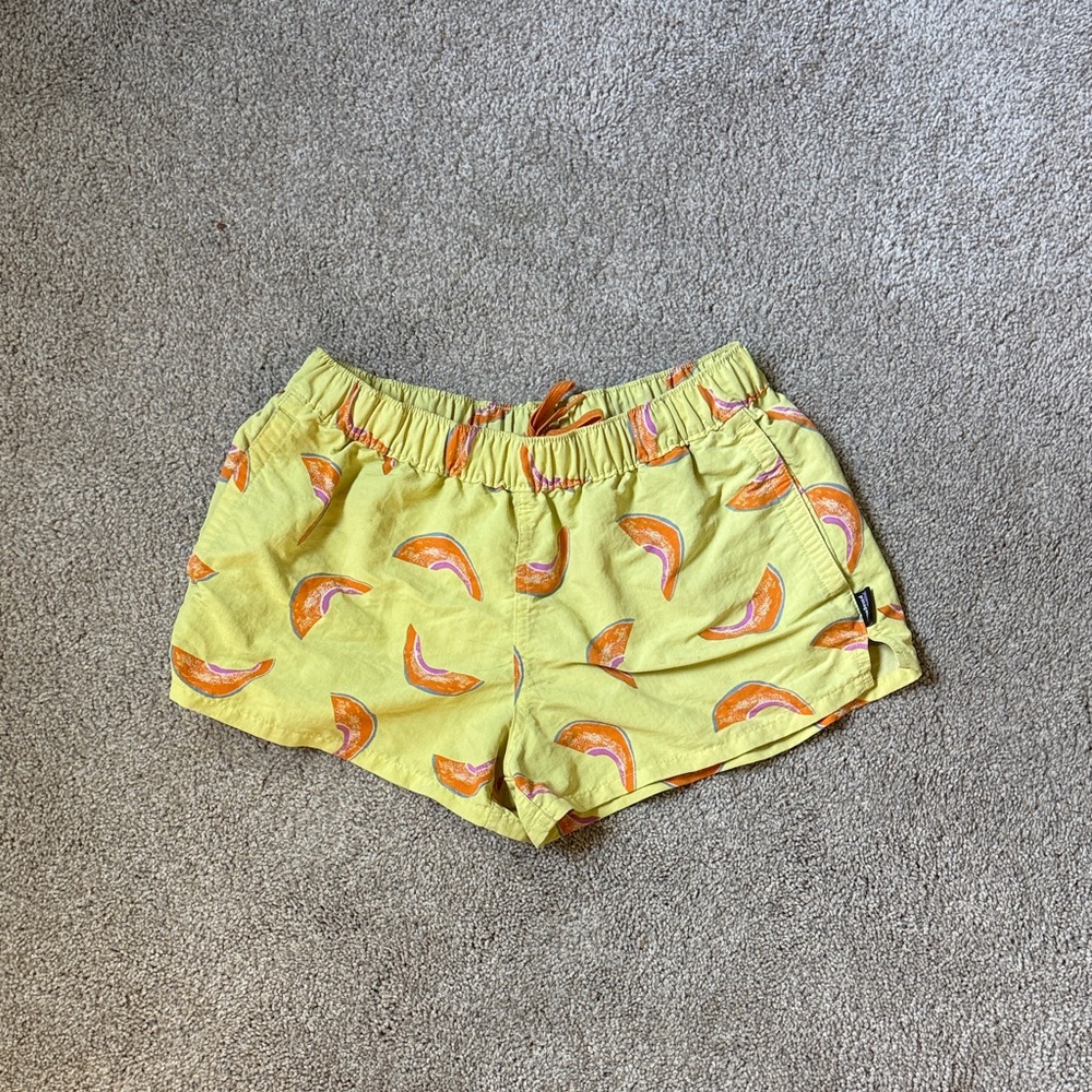 Patagonia Yellow and Orange Patterned Athletic Shorts